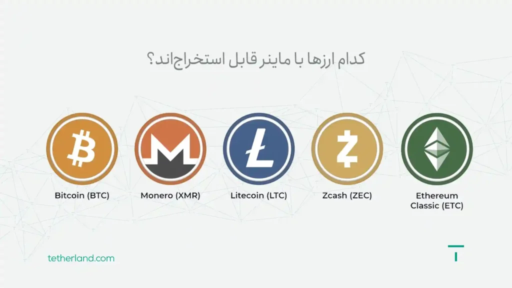 ارزهای قابل استخراج با ماینر